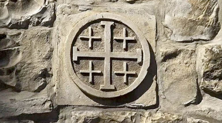 Jersualem Cross carved in stone