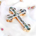 Exclusive Olive Wood Cross decorated with Mother of Pearl