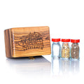 Blessed Holy Water, incense, and Bethlehem Holy Soil in Handcrafted Olive Wood Box